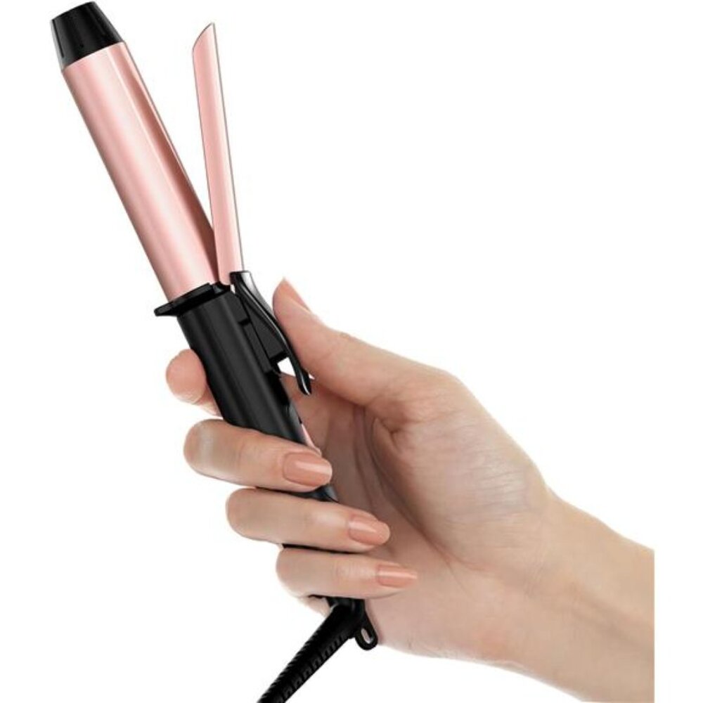 1 Inch Dual Voltage Ceramic Curling Iron with Keratin & Argan Oil, Mini Hair